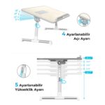 Bix Saiji A8 Ayarlanabilir USB Soğutuculu, 0-36° Açılı, 5 Kademeli Yükseklik Laptop ve Çalışma Masası Gri - Görsel 5