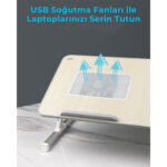 Bix Saiji A8 Ayarlanabilir USB Soğutuculu, 0-36° Açılı, 5 Kademeli Yükseklik Laptop ve Çalışma Masası Gri - Görsel 3