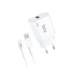 BXQC30C 18W QC 3.0 Hızlı Şarj Cihazı ve Type-C USB Kablo Beyaz