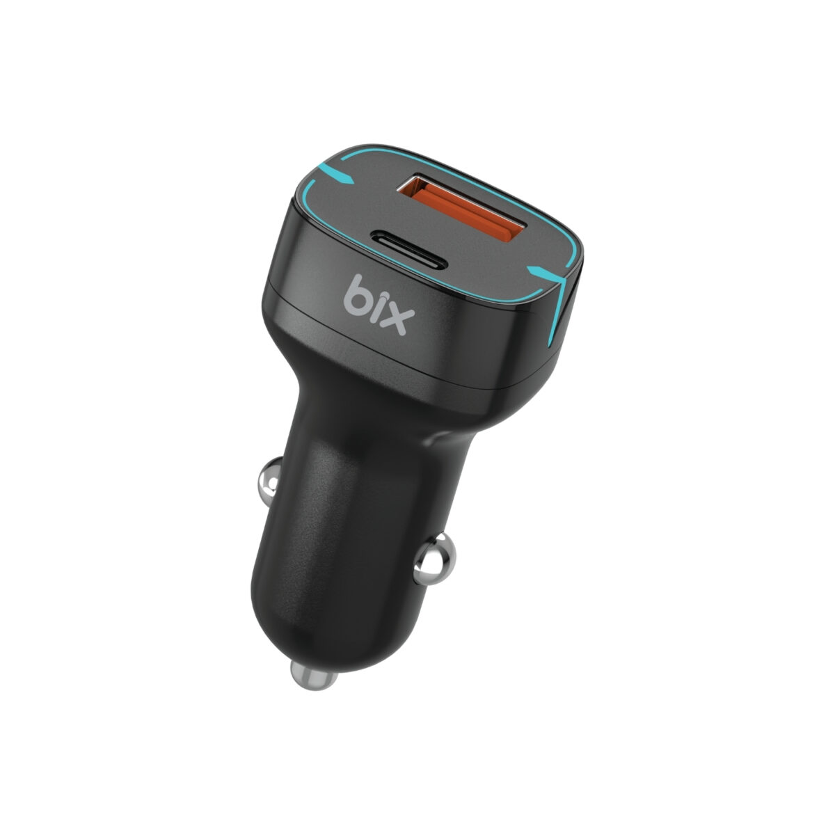 BXCCP36WT 38W Type-C PD 20W ve USB-A QC 3.0 18W Çift Portlu LED Işıklı Araç Şarj Cihazı Siyah - Görsel 1