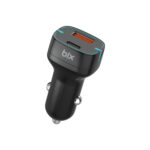 BXCCP36WT 38W Type-C PD 20W ve USB-A QC 3.0 18W Çift Portlu LED Işıklı Araç Şarj Cihazı Siyah