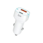 BXCCP36WT 38W Type-C PD 20W ve USB-A QC 3.0 18W Çift Portlu LED Işıklı Araç Şarj Cihazı Beyaz