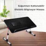 Bix Saiji A8 Ayarlanabilir USB Soğutuculu, 0-36° Açılı, 5 Kademeli Yükseklik Laptop ve Çalışma Masası Siyah 520×300×9mm - Görsel 2