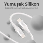 BXSC1CC 60W Type-C to Type-C Silikon Şarj ve Data Kablosu 1.2 Metre Beyaz - Görsel 4