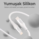 BXSC1CL 60W Type-C to Lightning Silikon Şarj ve Data Kablosu 1.2 Metre Beyaz - Görsel 3