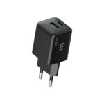 ZH-2U41T GaN 25W Çift Portlu USB-A QC ve Type-C PD 3.0 PPS Hızlı Şarj Adaptörü Siyah