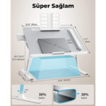 Bix Saiji K8 Ultimate LED Lambalı ve Ayarlanabilir Yükseklikli Laptop Masası Yatak, Masa ve Çok Amaçlı Kullanım için Geniş ve Ergonomik - Görsel 3