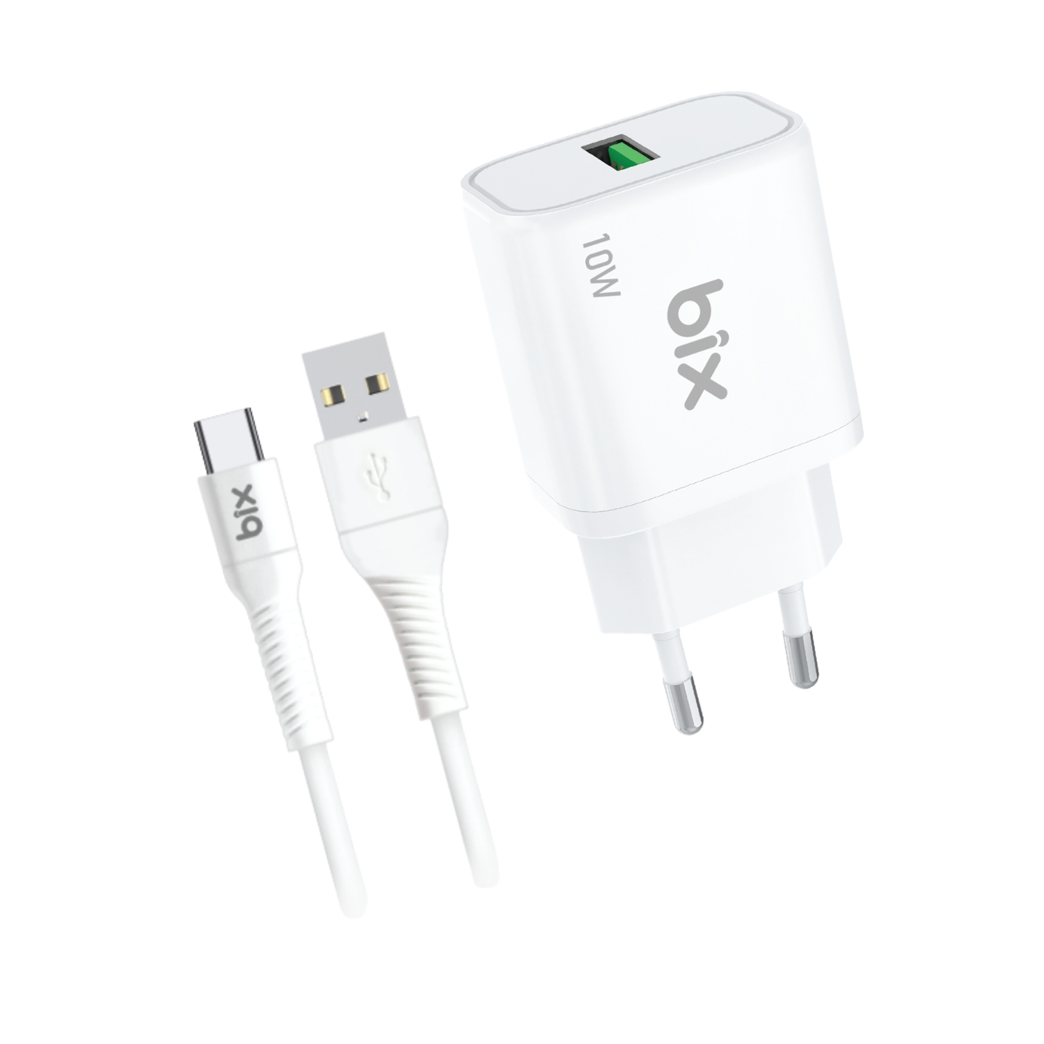 bxc10-tas BXC10TA USB-A Akım Korumalı Şarj Cihazı ve 1 Metre Type-C Şarj ve Data Kablosu Beyaz - Görsel 1