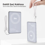 PB114 5000mAh 20W Dahili Type-C Kablolu 15W Manyetik Kablosuz Şarj Özellikli Portatif Powerbank Taşınabilir Hızlı Şarj Cihazı - Görsel 3