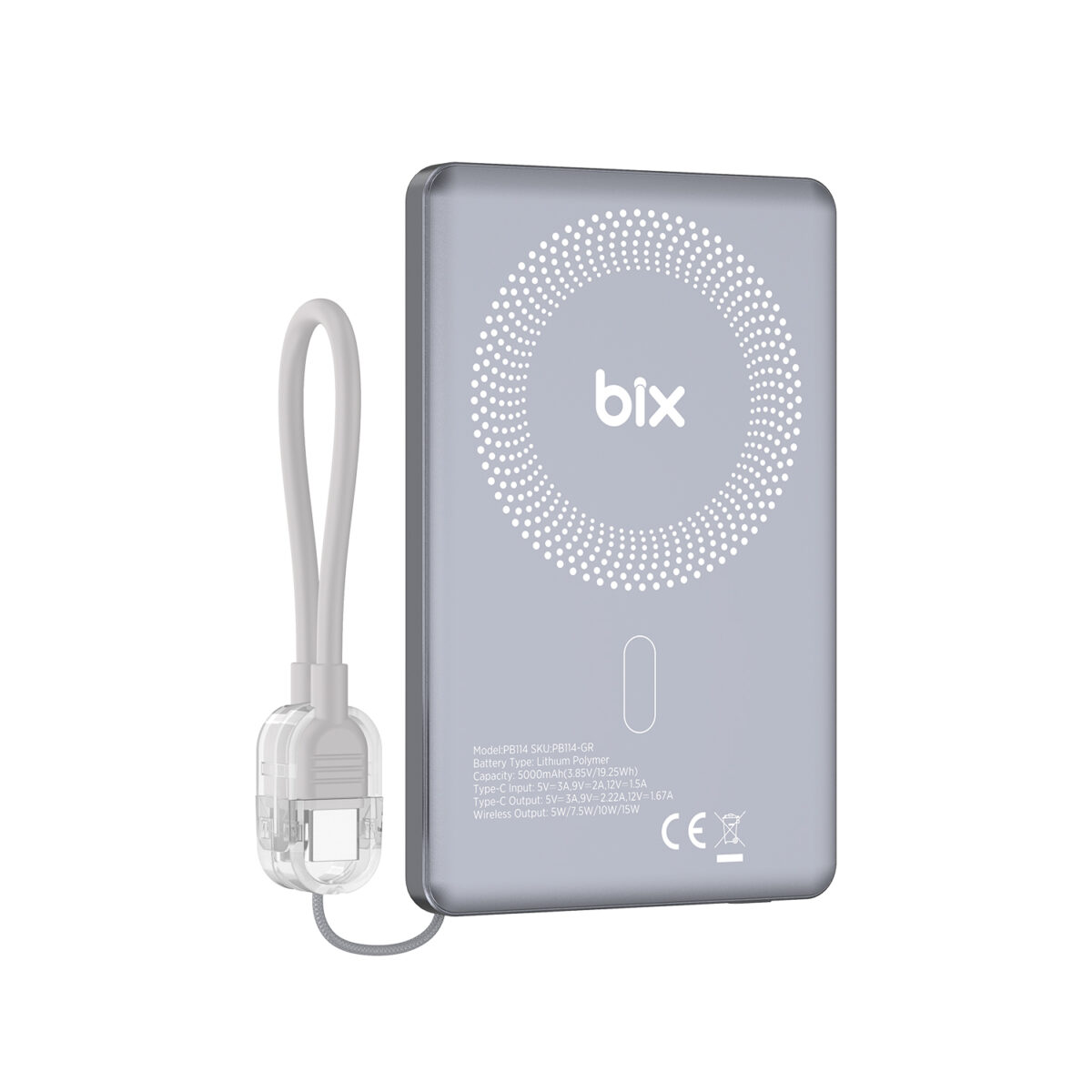 PB114 5000mAh 20W Dahili Type-C Kablolu 15W Manyetik Kablosuz Şarj Özellikli Portatif Powerbank Taşınabilir Hızlı Şarj Cihazı - Görsel 1