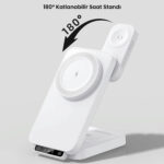 TPS01 Gece Işıklı 3'ü 1 Arada Akıllı Telefon TWS Kulaklık ve Akıllı Saatler için Çok Fonksiyonlu Kablosuz Şarj Cihazı Siyah - Görsel 8