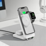 TPS01 Gece Işıklı 3'ü 1 Arada Akıllı Telefon TWS Kulaklık ve Akıllı Saatler için Çok Fonksiyonlu Kablosuz Şarj Cihazı Siyah - Görsel 6