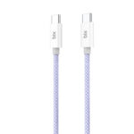 T2CC 60W PVC Örgülü Type-C To Type-C Hızlı Şarj Ve Data Kablosu 1 Metre Mor