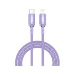 T2CL Type-C to Lightning iPhone 30W Örgülü Şarj ve Data Kablosu 1 Metre Mor