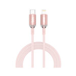 T2CL Type-C to Lightning iPhone 30W Örgülü Şarj ve Data Kablosu 1 Metre Pembe