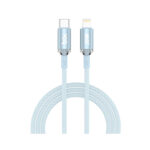 T2CL Type-C to Lightning iPhone 30W Örgülü Şarj ve Data Kablosu 1 Metre Mavi