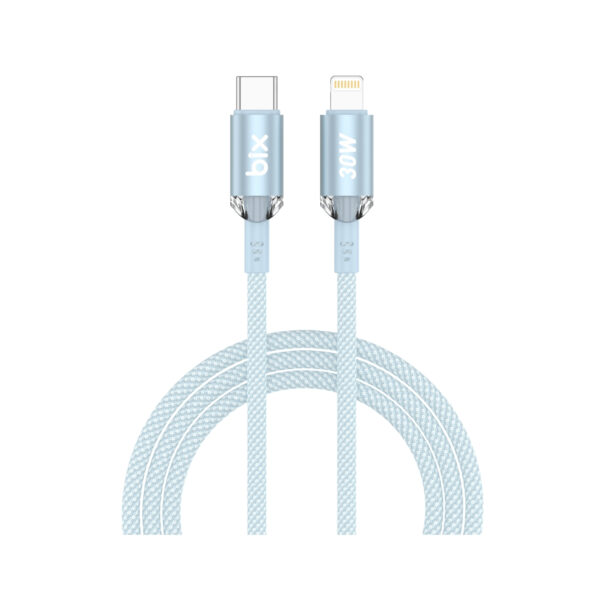 T2CL Type-C to Lightning iPhone 30W Örgülü Şarj ve Data Kablosu 1 Metre Mavi