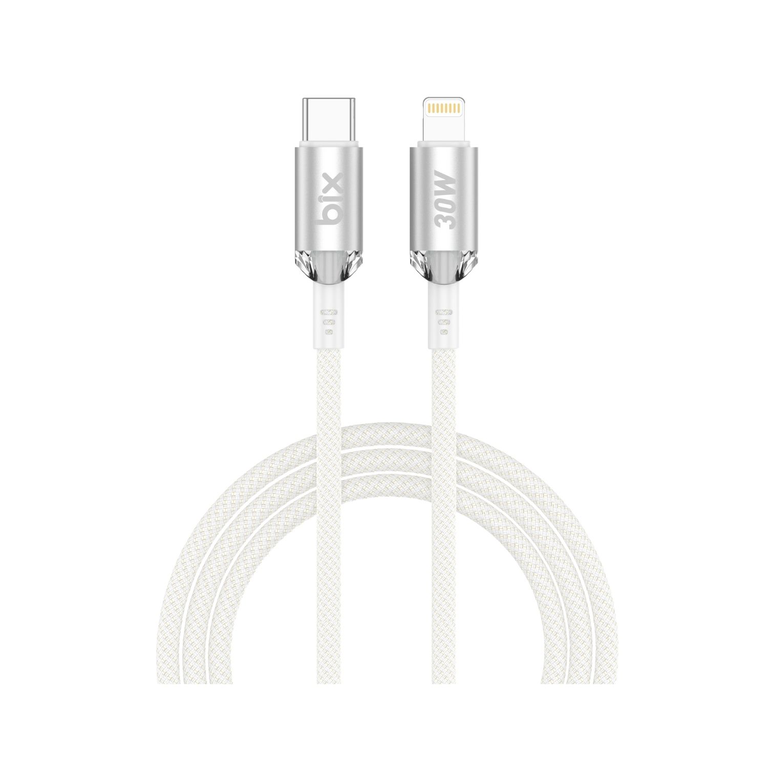 T2CL-WTA T2CL Type-C to Lightning iPhone 30W Örgülü Şarj ve Data Kablosu 1 Metre Beyaz - Görsel 1