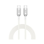 T3CC 60W Örgülü Type-C To Type-C Hızlı Şarj Ve Data Kablosu 1 Metre Beyaz