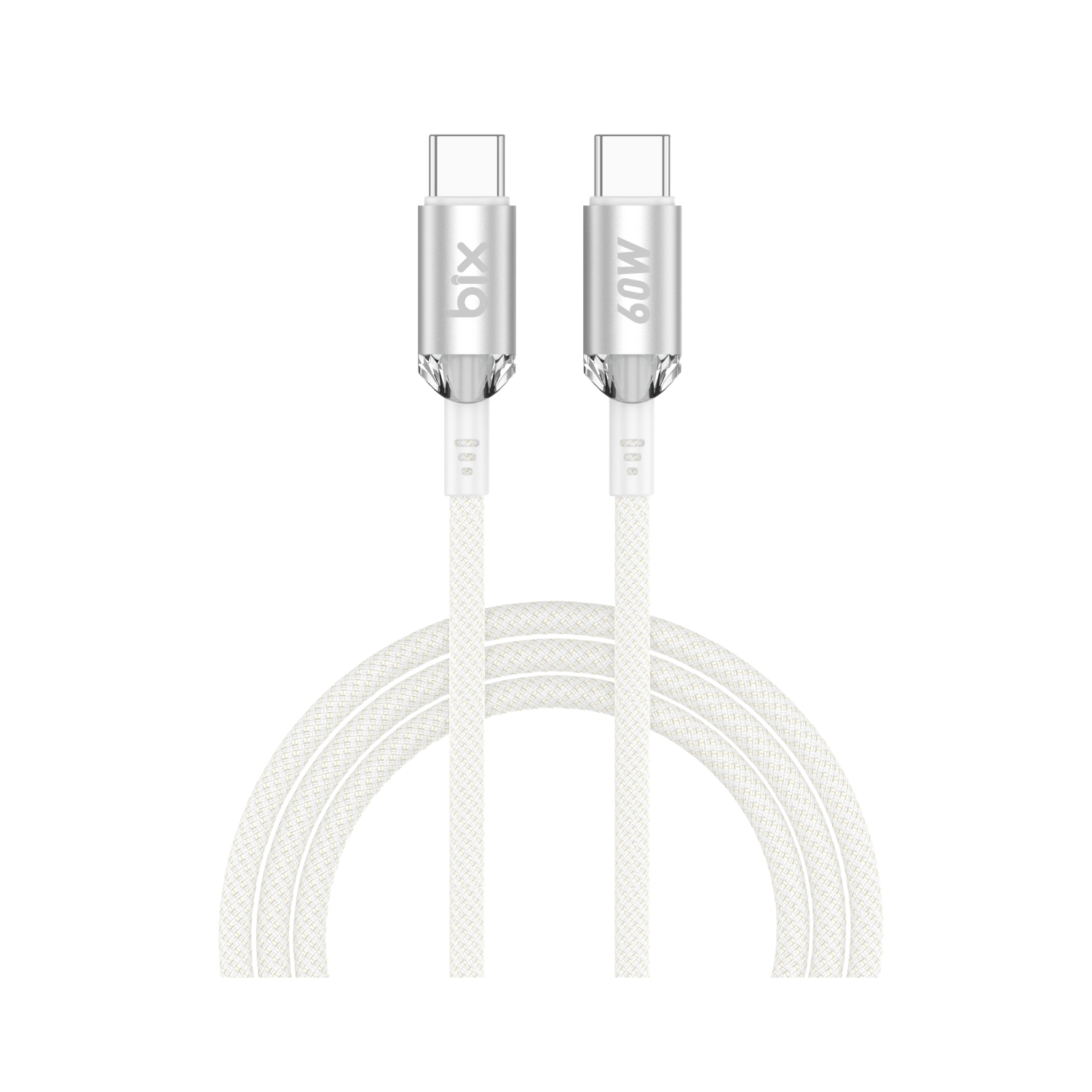 T3CC-1 T3CC 60W Örgülü Type-C To Type-C Hızlı Şarj Ve Data Kablosu 1 Metre Beyaz - Görsel 1