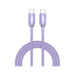 T3CC 60W Örgülü Type-C To Type-C Hızlı Şarj Ve Data Kablosu 1 Metre Mor