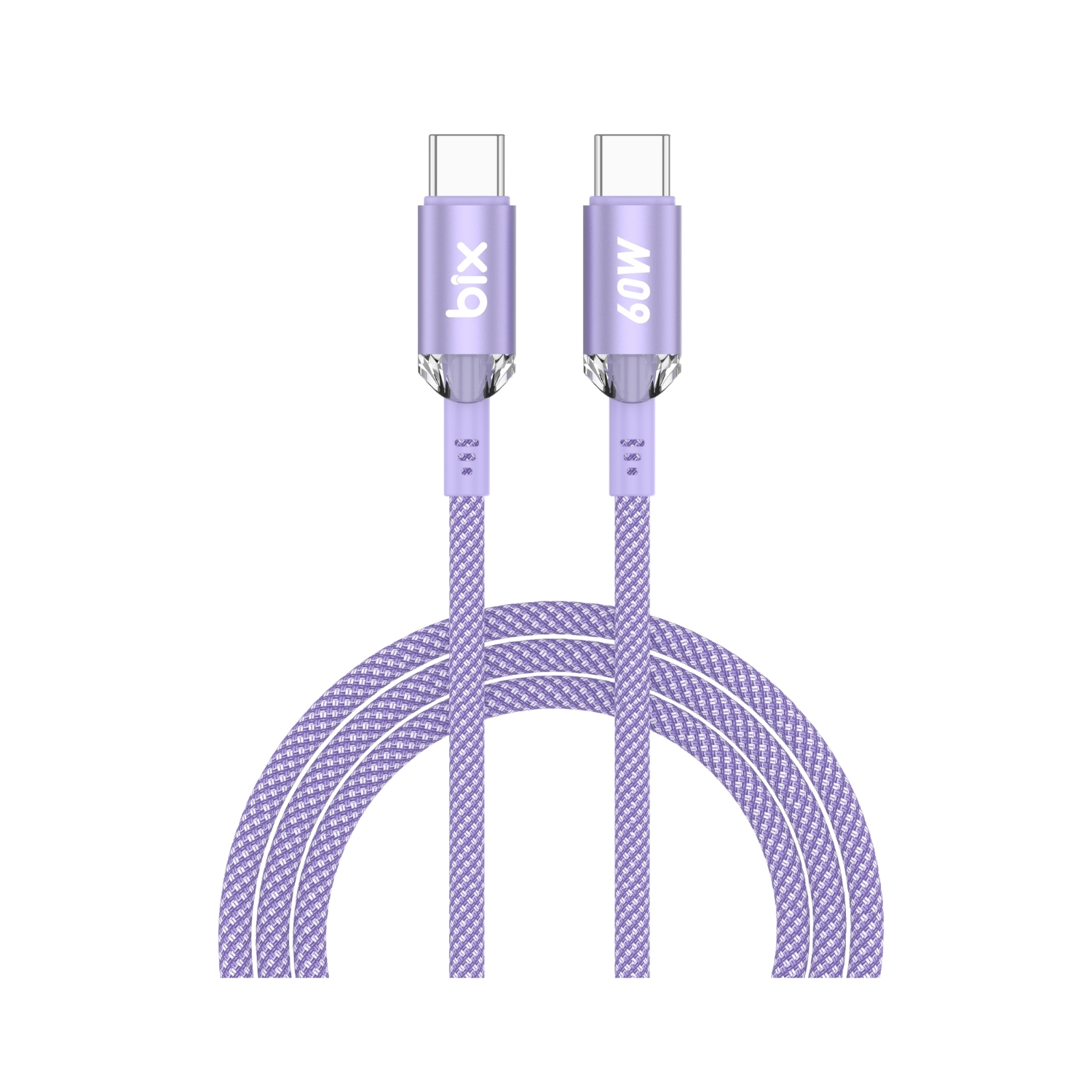 T3CC-12 T3CC 60W Örgülü Type-C To Type-C Hızlı Şarj Ve Data Kablosu 1 Metre Mor - Görsel 1