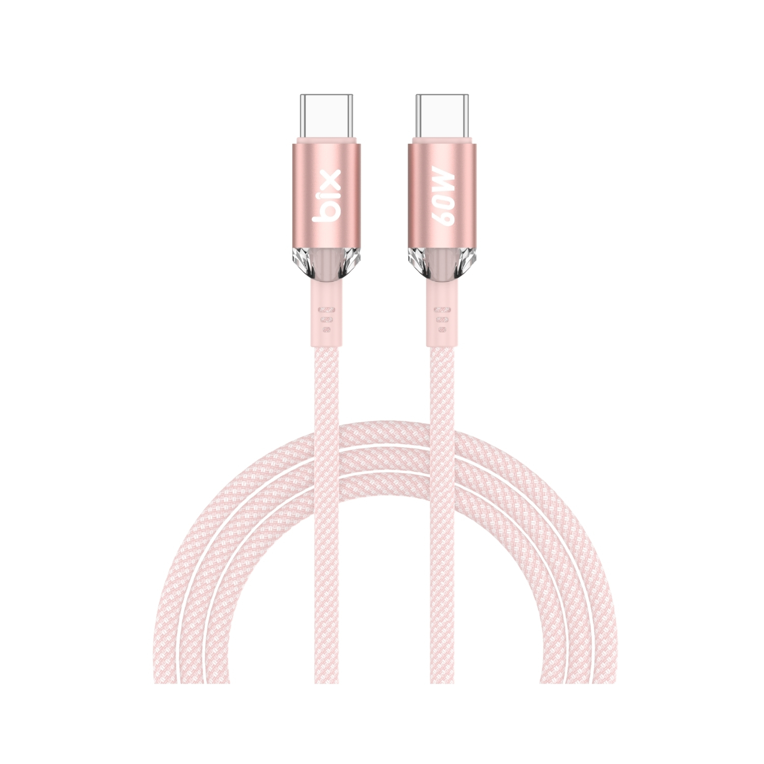 T3CC-13 T3CC 60W Örgülü Type-C To Type-C Hızlı Şarj Ve Data Kablosu 1 Metre Pembe - Görsel 1