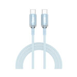 T3CC 60W Örgülü Type-C To Type-C Hızlı Şarj Ve Data Kablosu 1 Metre Mavi