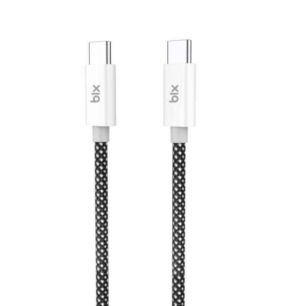 T2CC 60W PVC Örgülü Type-C To Type-C Hızlı Şarj Ve Data Kablosu 1 Metre Siyah