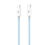 T2CC 60W PVC Örgülü Type-C To Type-C Hızlı Şarj Ve Data Kablosu 1 Metre Mavi