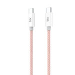T2CC 60W PVC Örgülü Type-C To Type-C Hızlı Şarj Ve Data Kablosu 1 Metre Pembe
