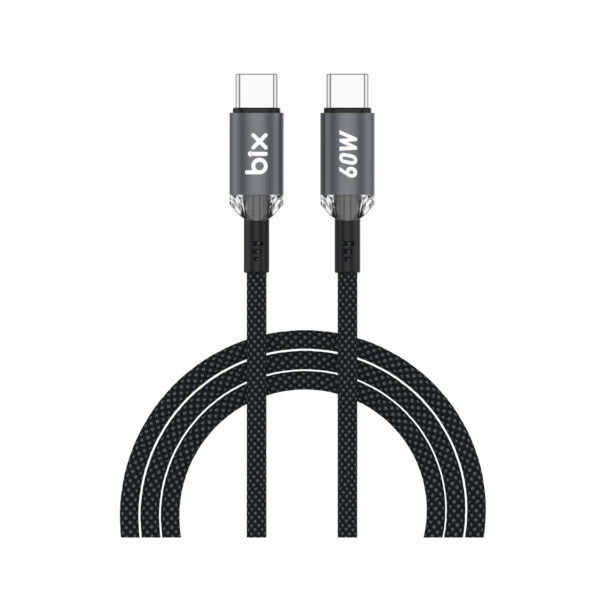 T3CC 60W Örgülü Type-C To Type-C Hızlı Şarj Ve Data Kablosu 1 Metre Siyah