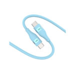 TCSC1CC 60W Type-C to Type-C Silikon Şarj ve Data Kablosu 1.2 Metre Mavi