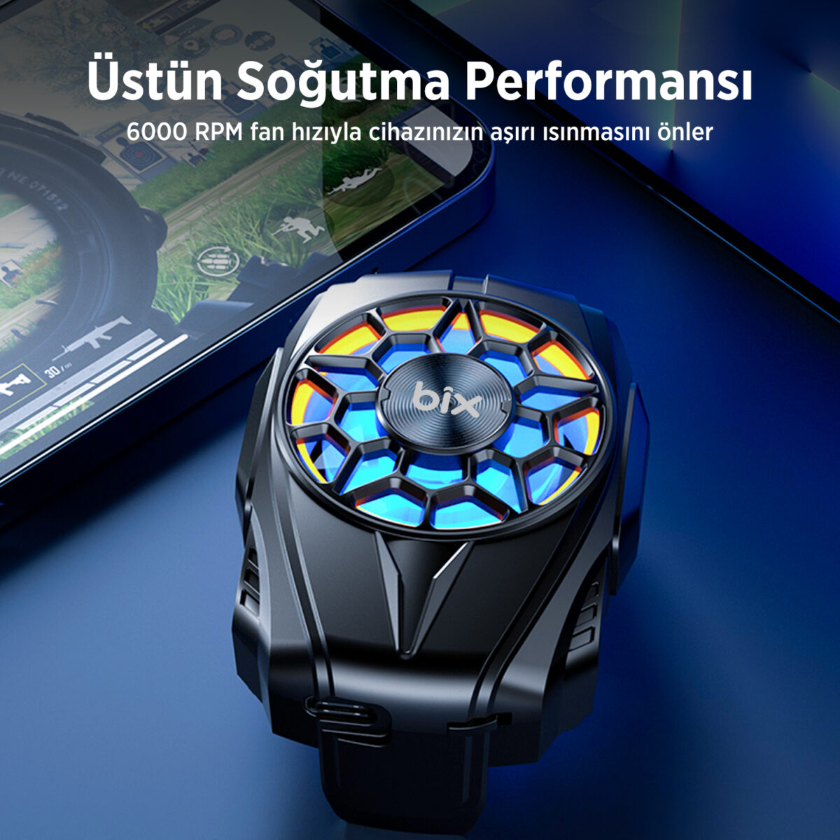 BXCP03G Ultra Sessiz ve Güçlü Telefon Soğutucu Fan Kablolu Kullanım, 4.5-7 inç Cihazlarla Uyumlu, Oyuncular İçin Özel Tasarım - Görsel 5