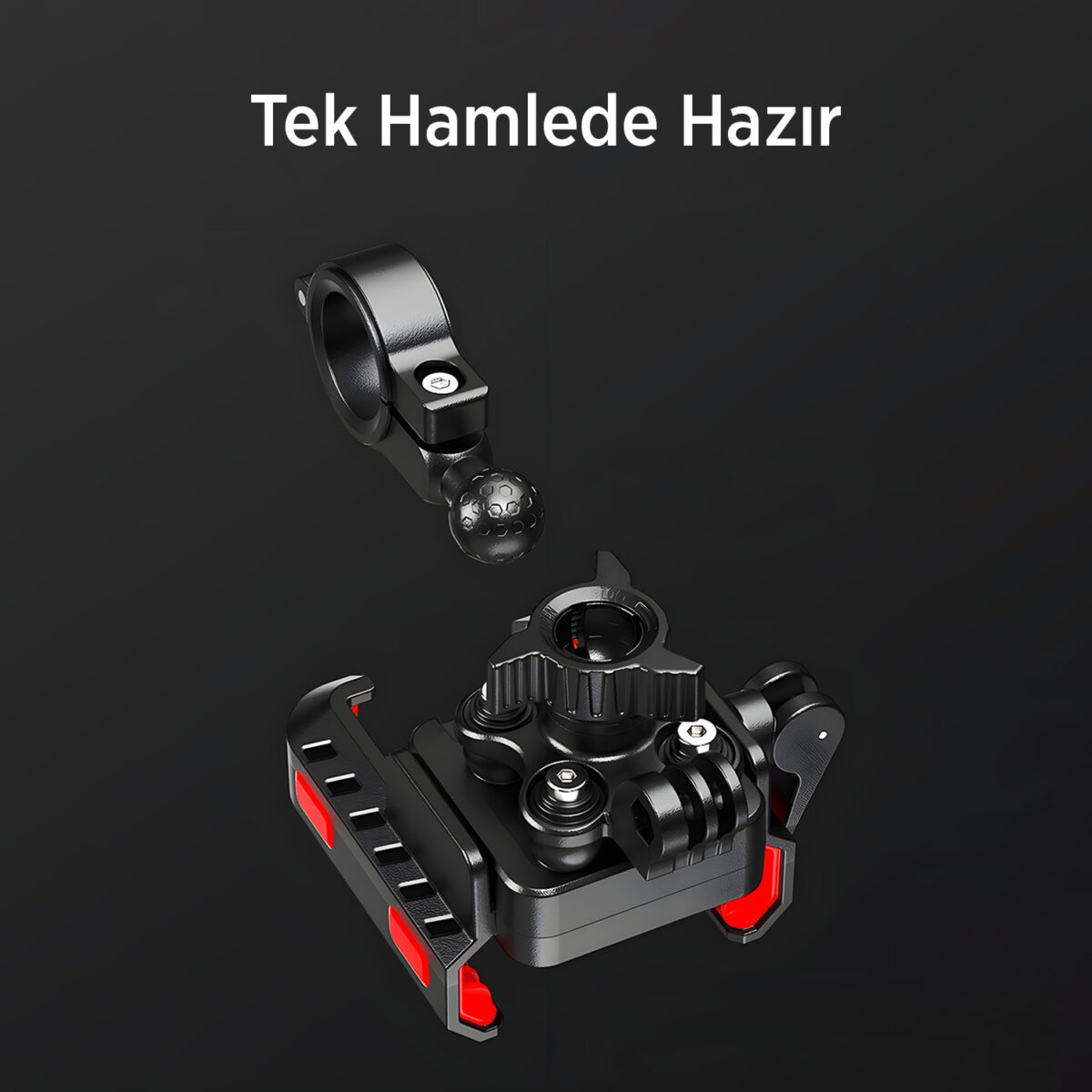 BPH03 Gidon Bağlantılı 360° Derece Ayarlanabilir 3.5”-7.2” Telefonlar ile Uyumlu Handlebar Motosiklet Bisiklet Telefon Tutucu - Görsel 4
