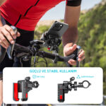 BPH03 Gidon Bağlantılı 360° Derece Ayarlanabilir 3.5”-7.2” Telefonlar ile Uyumlu Handlebar Motosiklet Bisiklet Telefon Tutucu - Görsel 6