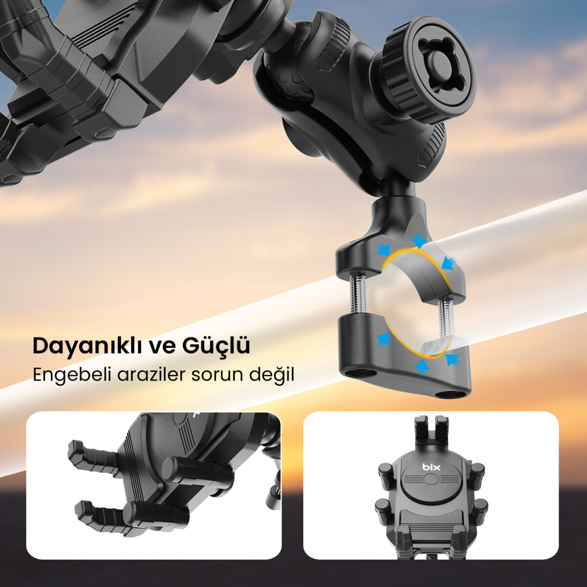 BPH05 Güneş ve Yağmur Korumalı Gidon Bağlantılı 360° Derece Ayarlanabilir Güneşlikli Motosiklet Bisiklet Telefon Tutucu - Görsel 5