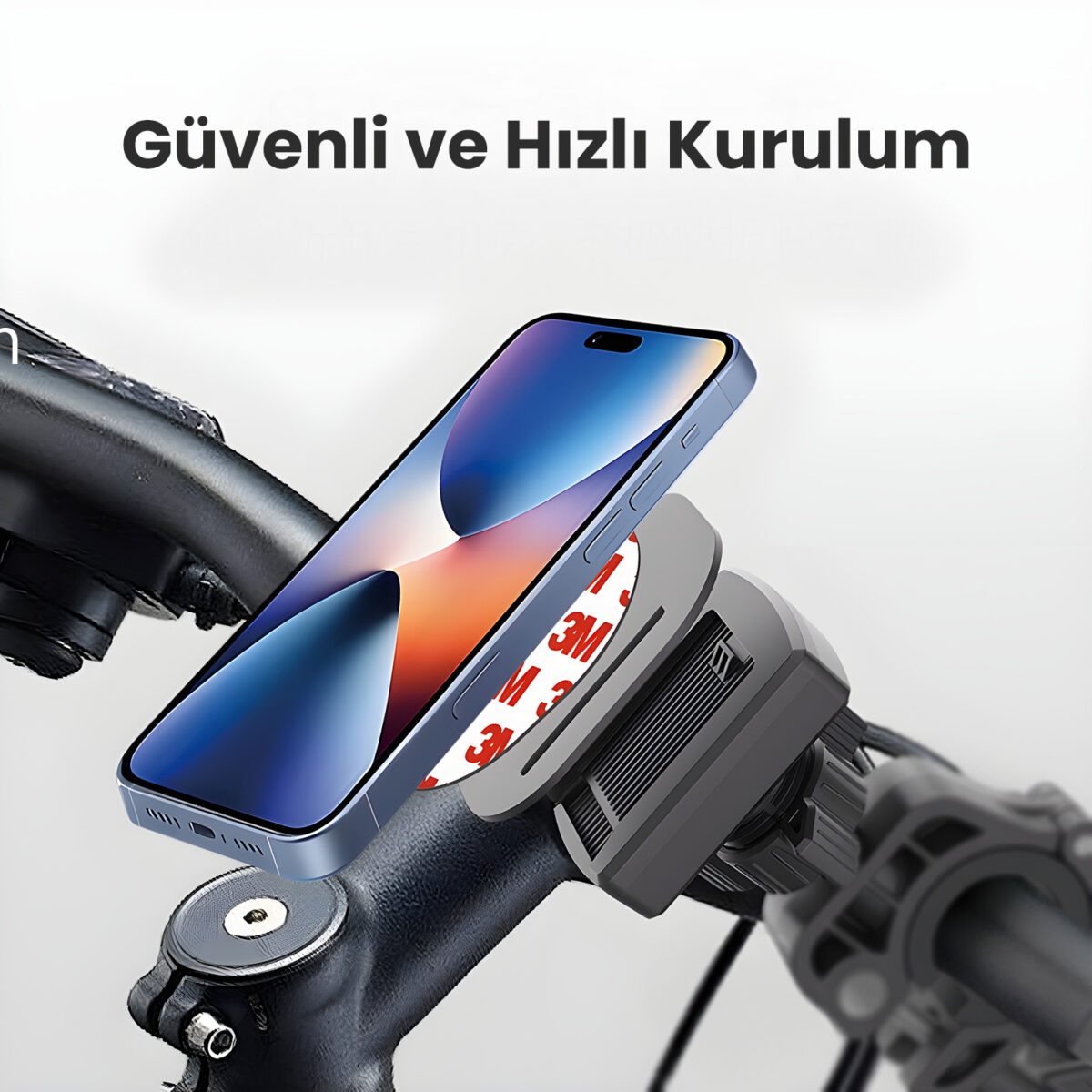 BPH06 Gidon Bağlantılı 360° Derece Ayarlanabilir Hızlı Kilit Özellikli Motosiklet Bisiklet Telefon Tutucu - Görsel 6