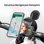 BPH06 Gidon Bağlantılı 360° Derece Ayarlanabilir Hızlı Kilit Özellikli Motosiklet Bisiklet Telefon Tutucu - Görsel 7