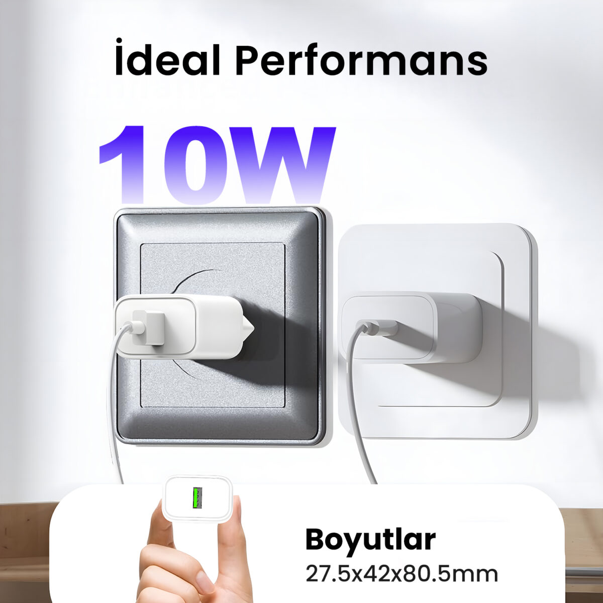 BXA1TA 10W 5V 2.1A USB-A Akıllı Çipli ve Kısa Devre Korumalı Şarj Adaptörü Beyaz - Görsel 3