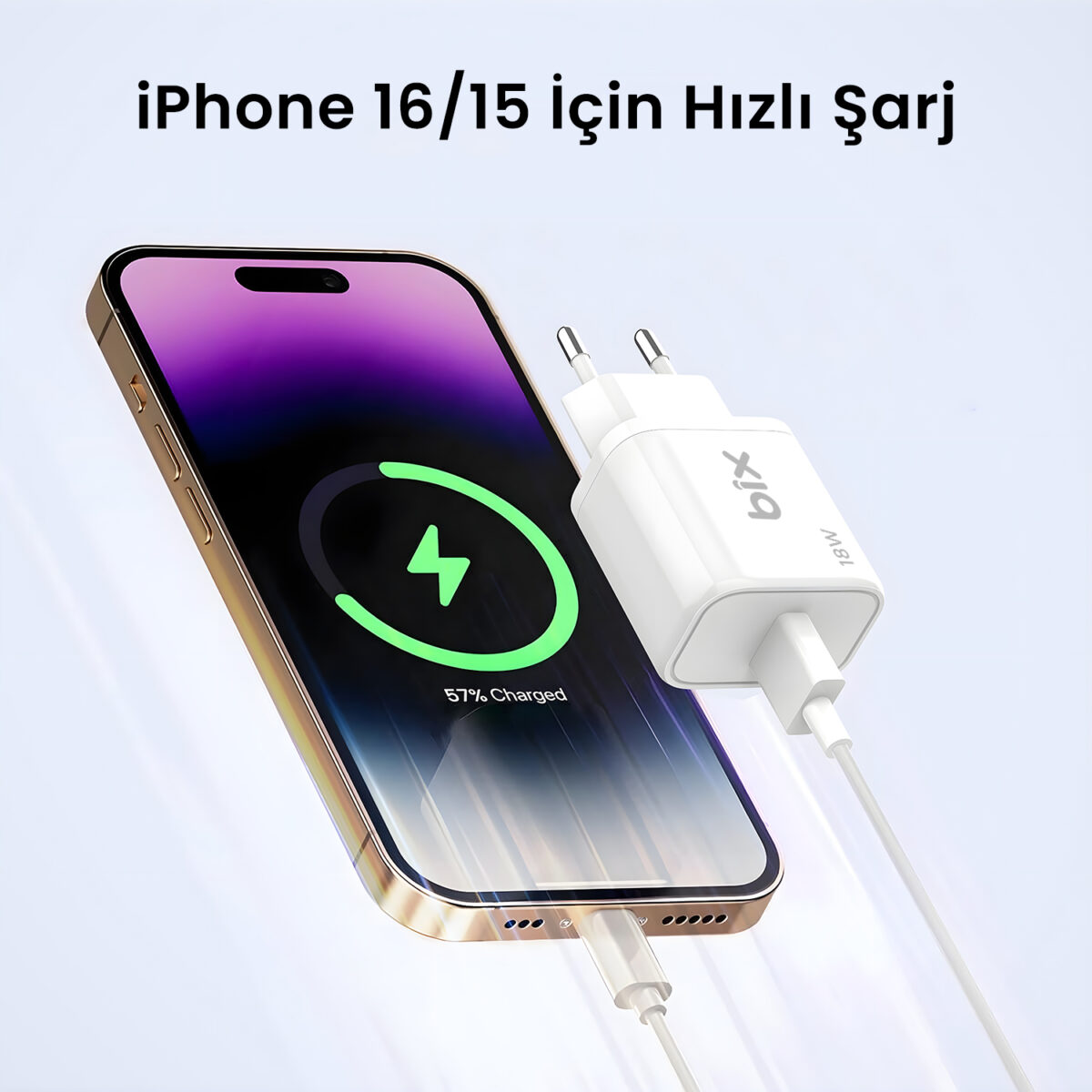 BXQC18 USB-A 18W QC 3.0 Akıllı Çipli ve Kısa Devre Korumalı Hızlı Şarj Adaptörü Beyaz - Görsel 5