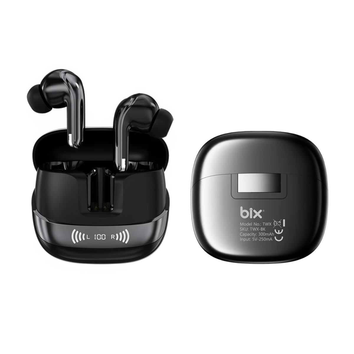 TWX Soundcraft ANC ENC Gürültü Engelleme Özellikli Dijital LED Ekranlı Bluetooth 5.4 TWS Kablosuz Kulak içi Kulaklık Siyah - Görsel 1
