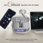 TWX Soundcraft ANC ENC Gürültü Engelleme Özellikli Dijital LED Ekranlı Bluetooth 5.4 TWS Kablosuz Kulak içi Kulaklık Beyaz - Görsel 6
