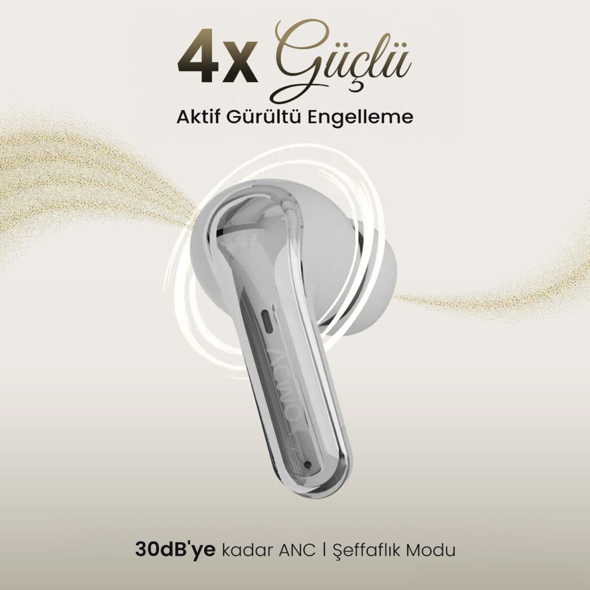 TWX Soundcraft ANC ENC Gürültü Engelleme Özellikli Dijital LED Ekranlı Bluetooth 5.4 TWS Kablosuz Kulak içi Kulaklık Beyaz - Görsel 7