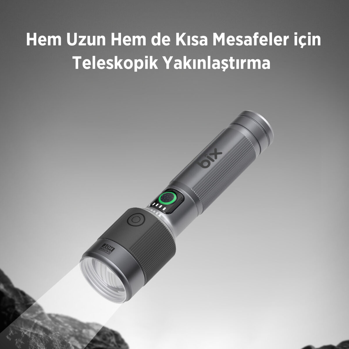 Flashlight BX5141FL 30W LED, Max. 1450 Lümen Parlaklık ve 690 Metreye Kadar Menzilli 2200mAh Şarj Edilebilir LED Bildirimli Kompakt El Feneri - Görsel 4