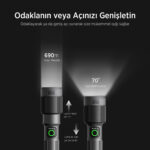 Flashlight BX5141FL 30W LED, Max. 1450 Lümen Parlaklık ve 690 Metreye Kadar Menzilli 2200mAh Şarj Edilebilir LED Bildirimli Kompakt El Feneri - Görsel 5