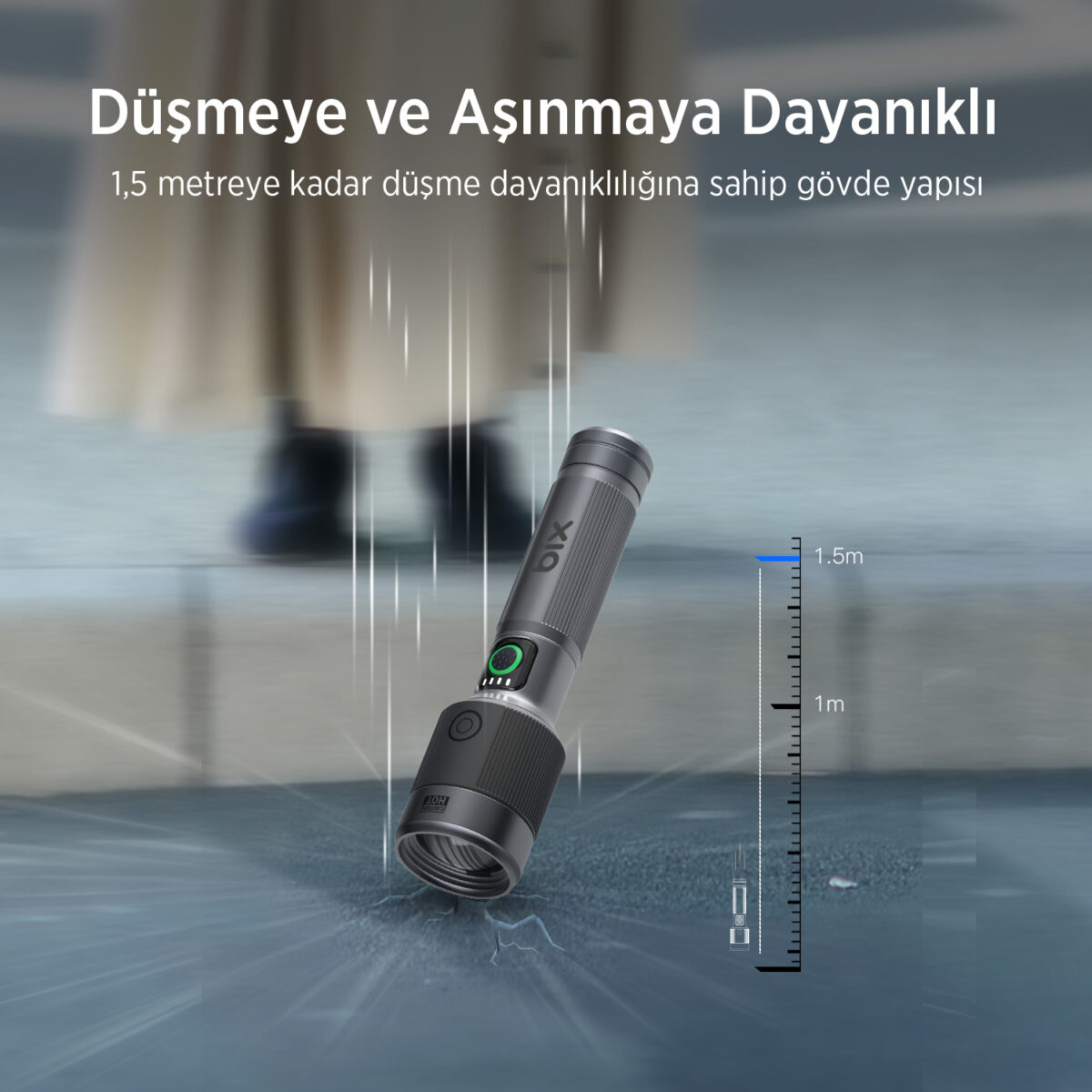 Flashlight BX5141FL 30W LED, Max. 1450 Lümen Parlaklık ve 690 Metreye Kadar Menzilli 2200mAh Şarj Edilebilir LED Bildirimli Kompakt El Feneri - Görsel 6