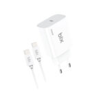 BXUC20TA 20W USB-C PD 3.0 Akım Korumalı Hızlı Şarj Adaptörü ve 3A USB-C Şarj Kablosu 1 Metre