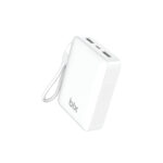 PB116 10000mAh PD20W Hızlı Şarj, LED Ekran ve USB-C & USB-A Çıkışlı, Dahili Type-C Kablolu Mini Powerbank Beyaz - Görsel 2