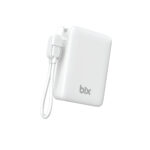 PB116 10000mAh PD20W Hızlı Şarj, LED Ekran ve USB-C & USB-A Çıkışlı, Dahili Type-C Kablolu Mini Powerbank Beyaz